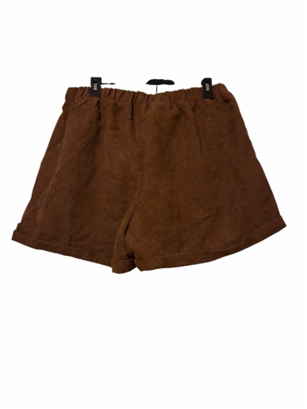 SHEIN Plus Brown Corduroy Shorts with Red Rose Embroidery 1X - Picture 3 of 4